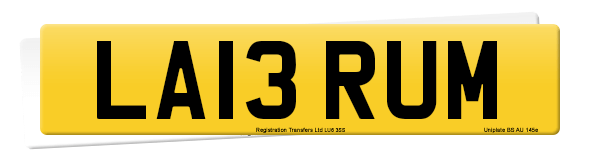 Registration number LA13 RUM